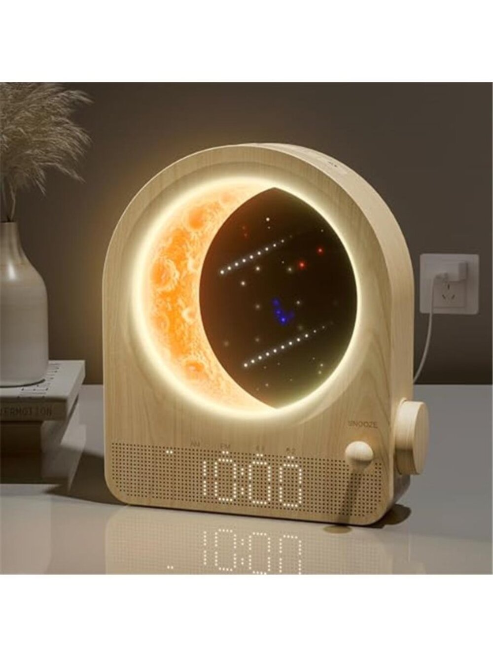 Sunrise Alarm Clock Wake Up Light Moon Lamp White Noise Sound Machine Bedside